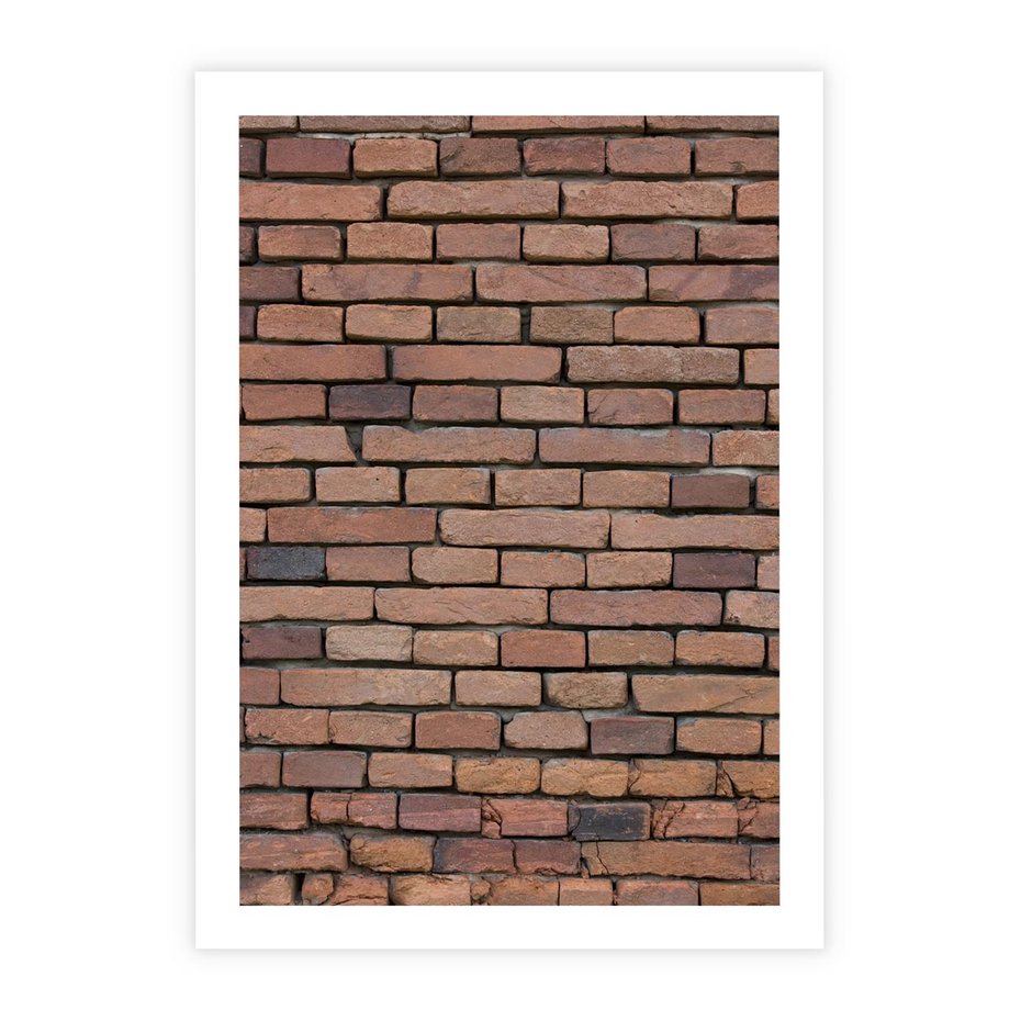 Plakat bez ramy 50x70 - Mur cegieł: industrialny urok - cegły, mur
