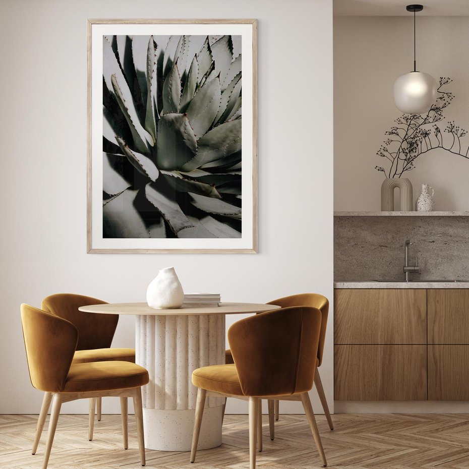 Plakat w ramie 30x40 - Sukulenty wśród kaktusów - sukulenty, kaktusy - rama drewno