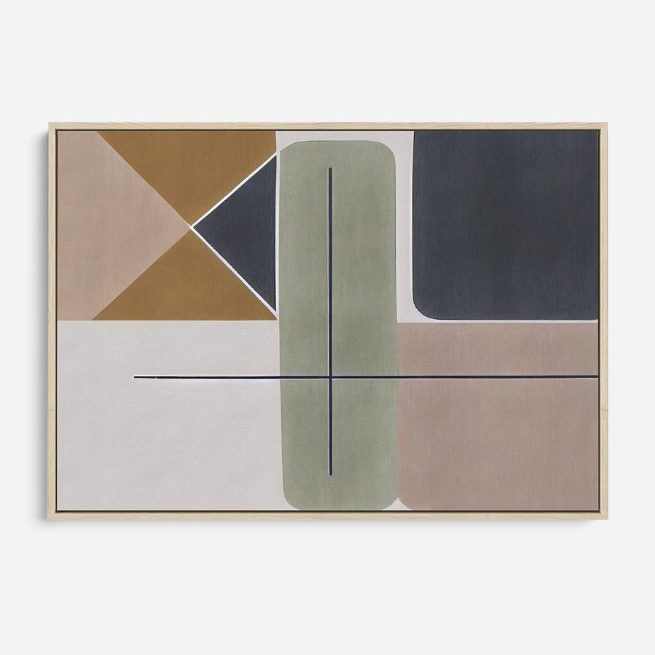 Obraz w ramie 70x50 - Sztuka Abstrakcji - geometryczne kształty, kolorowe prostokąty - rama drewno