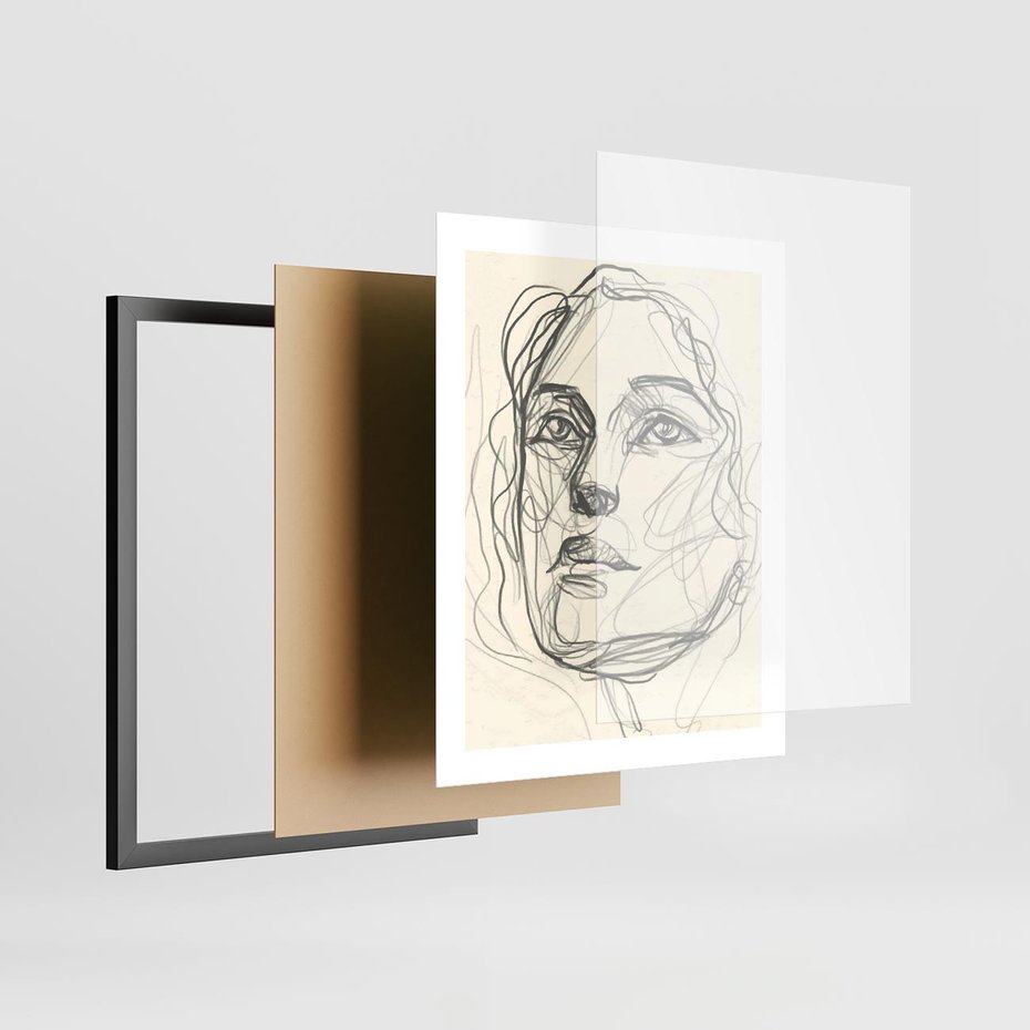 Plakat w ramie 40x50 - Konturem Uchwycone - plakat, minimalistyczny szkic - rama czarna