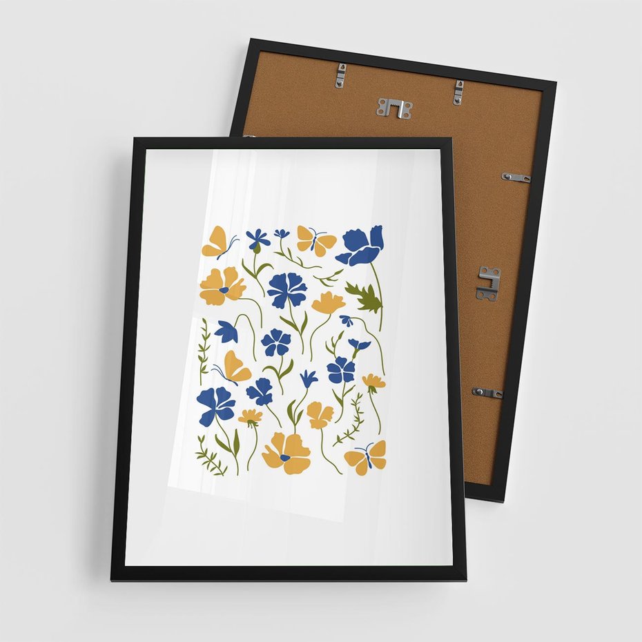 Plakat w ramie 50x70 - Odgłosy Wizji - kwiaty, sztuka nowoczesna - rama czarna