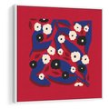 Obraz w ramie 80x80 - Kolorowe Przenikanie - abstrakcyjna kwiatowa kompozycja, czerwone mocne tło - rama biała