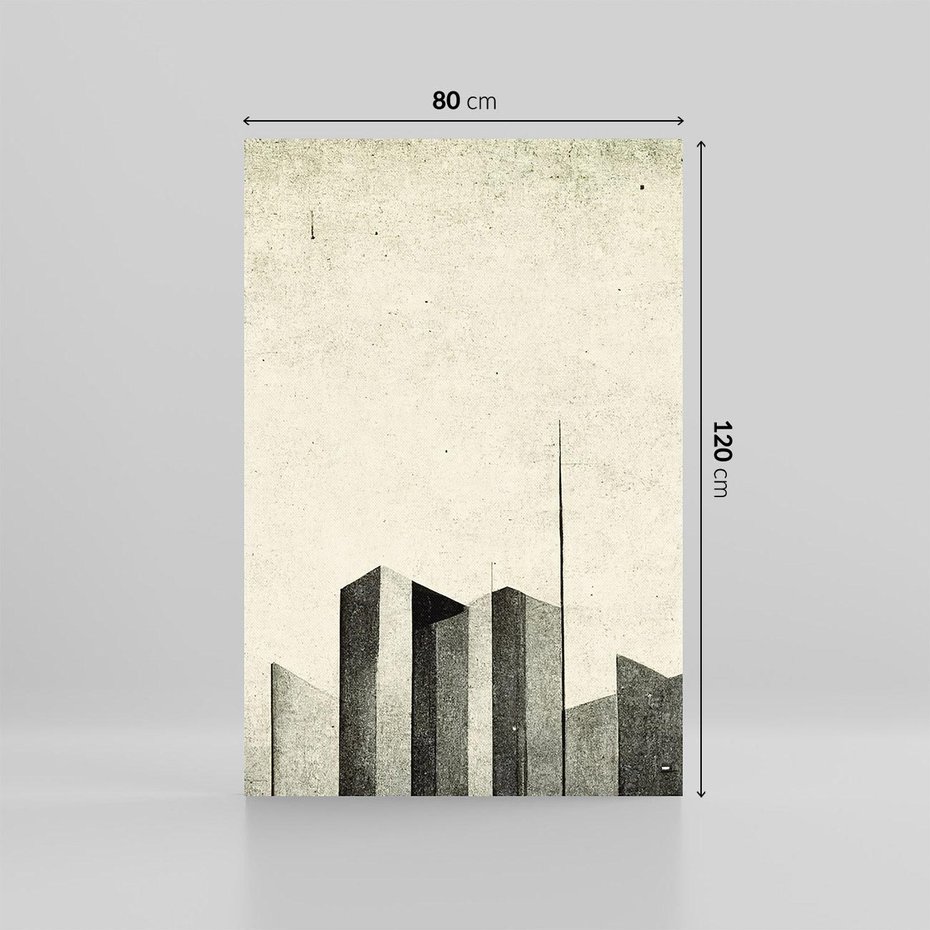 Obraz na płótnie 80x120 - Mroczne Wieżowce - postarzana grafika, perspektywa budynków wieżowców