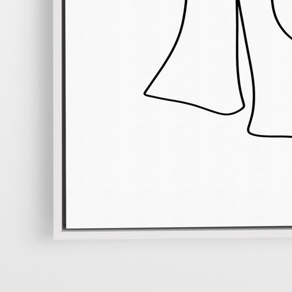 Obraz w ramie 70x100 - Zaklęte Linie - szkic kobiety, jedną linia - rama biała