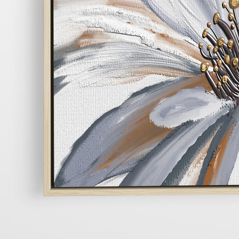 Obraz w ramie 50x50 - Olejne kwiaty - wyraz emocji - kwiaty, malowane - rama drewno