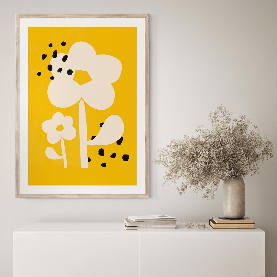 Plakat w ramie 40x50 - Bezgraniczne Impulsy - abstrakcyjny kwiat, plakat - rama drewno