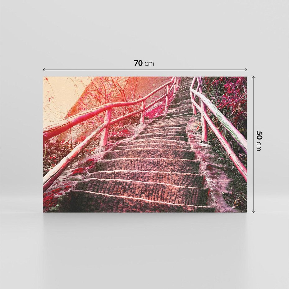 Obraz na płótnie 70x50 - Schody prowadzące do nieznanych ścieżek - schody, ścieżka