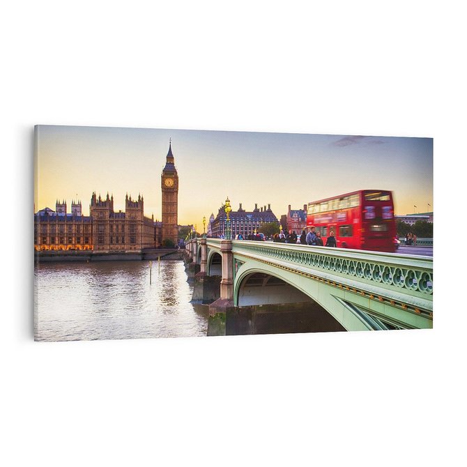 Obraz na płótnie 100x50 - London Calling: Autobus i Big Ben - Londyn, autobus