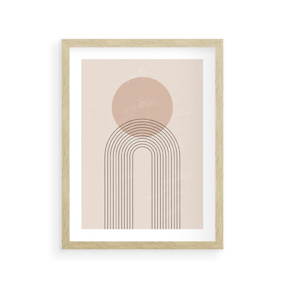 Plakat w ramie 30x40 - Konturem Zdefiniowane - boho plakat, minimalizm - rama drewno