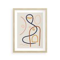 Plakat w ramie 30x40 - Mgnienie Oka - abstrakcja w stylu picasso, beżowe tło - rama drewno