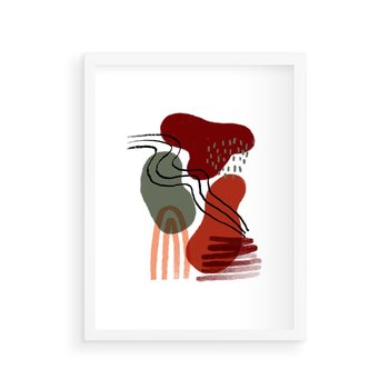 Plakat w ramie 50x70 - Boho Przenikanie - abstrakcyjna sztuka, boho kształty - rama biała