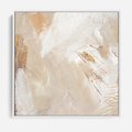 Obraz w ramie 50x50 - Elegancja w Złocistym Chaosie - złoto beż, abstrakcja - rama biała