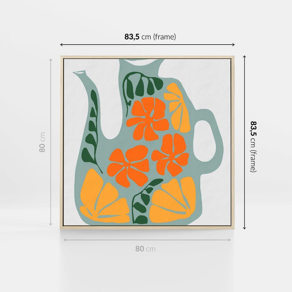 Obraz w ramie 80x80 - Kolorystyczna Ekspresja - czajnik, abstrakcja - rama drewno