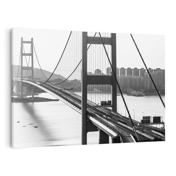 Obraz na płótnie 100x70 - Ikona Miasta - most Nowy Jork, czarno biała fotografia