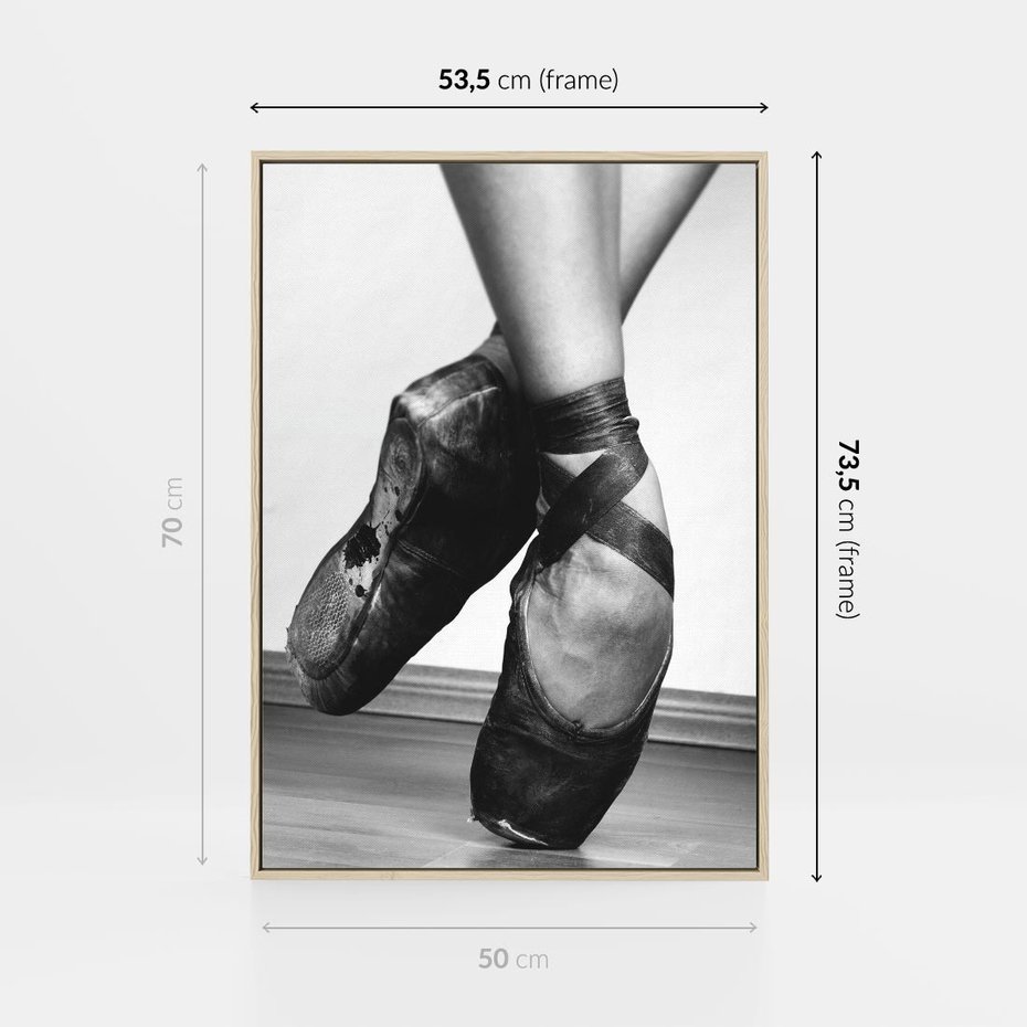 Obraz w ramie 50x70 - Taniec Zmysłów - artystyczne zdjęcie, odcienie szarości - rama drewno