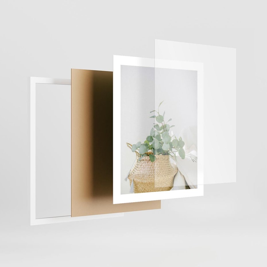 Plakat w ramie 40x50 - Eukaliptusowa Świeżość - eukaliptus, liście w koszu z wikliny - rama biała