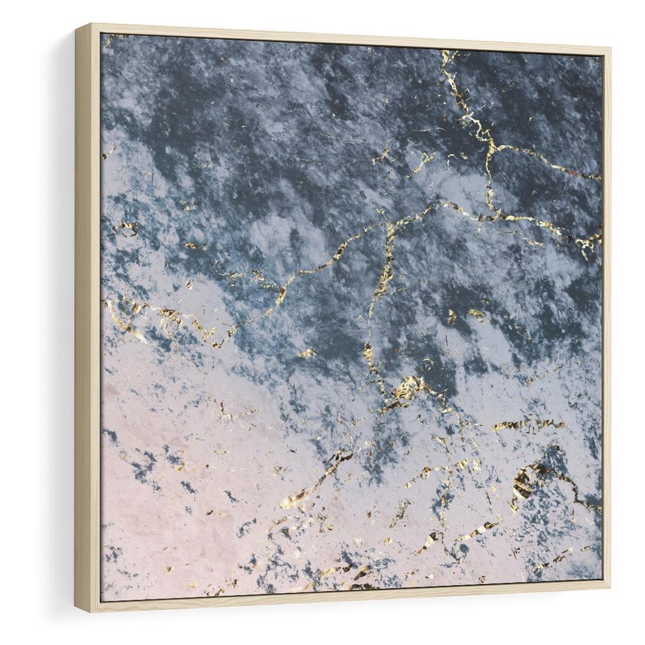 Obraz w ramie 50x50 - Elegancja i Wyrafinowanie - marmur, złoto - rama drewno