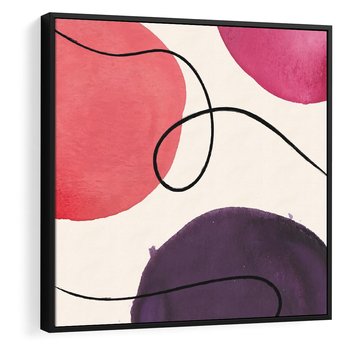 Obraz w ramie 50x50 - Migoczące Echo - abstrakcyjne akwarelowe plamy, nieregularne linie - rama czarna