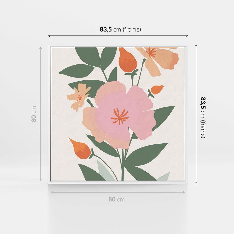 Obraz w ramie 80x80 - Kwiatowe Nastroje - kwiat, sztuka nowoczesna - rama biała
