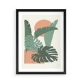 Plakat w ramie 50x70 - Abstrakcyjne Tropiki - liście, rośliny tropikalne w graficznym stylu - rama czarna