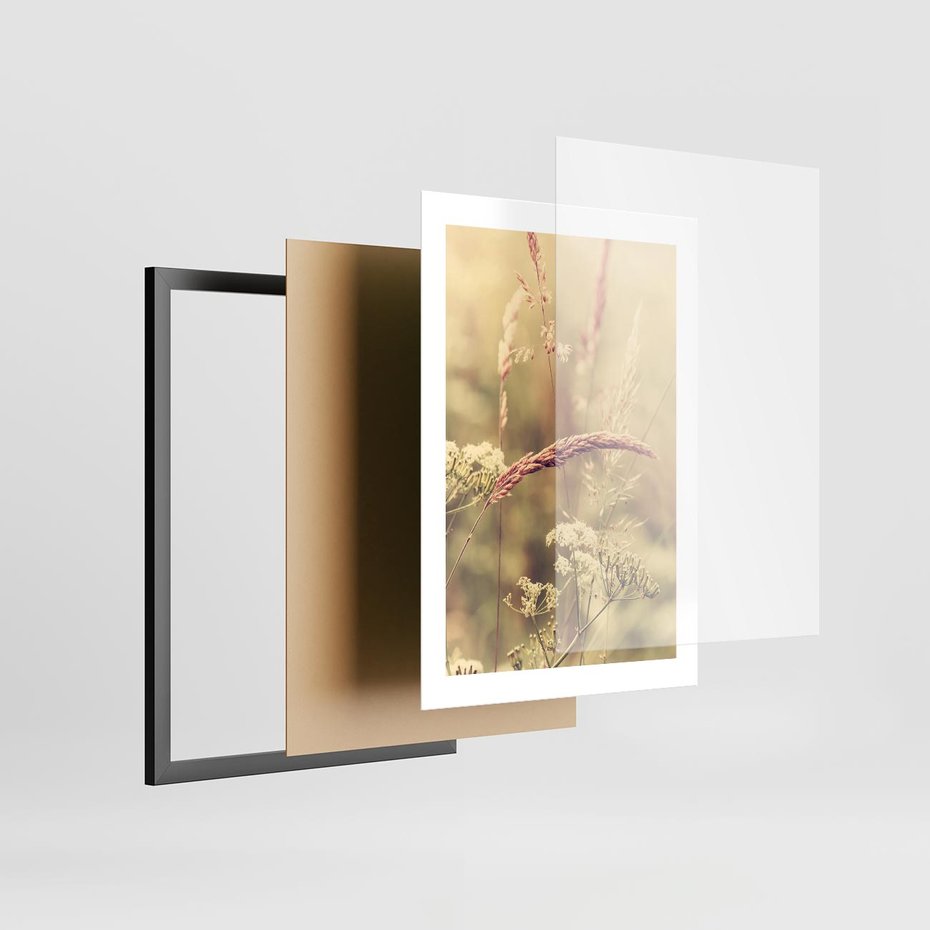 Plakat w ramie 30x40 - Boho Wizja - suszone, trawy - rama czarna