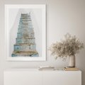 Plakat bez ramy 30x40 - Niebieskie Schody Santorini - stare kamienne schody, niebieskie schody