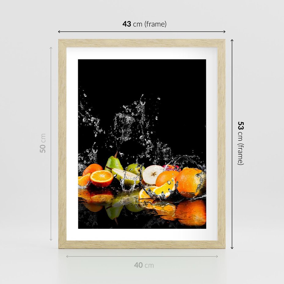 Plakat w ramie 40x50 - Owoce w Restauracji - owoce, kuchnia - rama drewno
