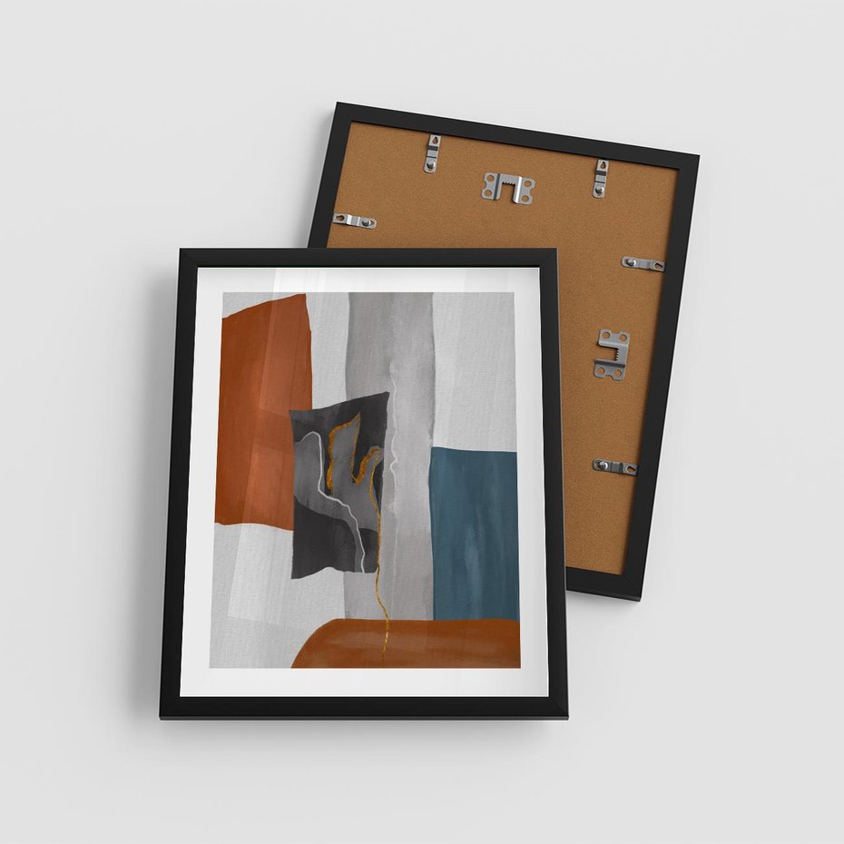 Plakat w ramie 40x50 - Nowoczesna geometria - nowoczesny, geometryczny - rama czarna