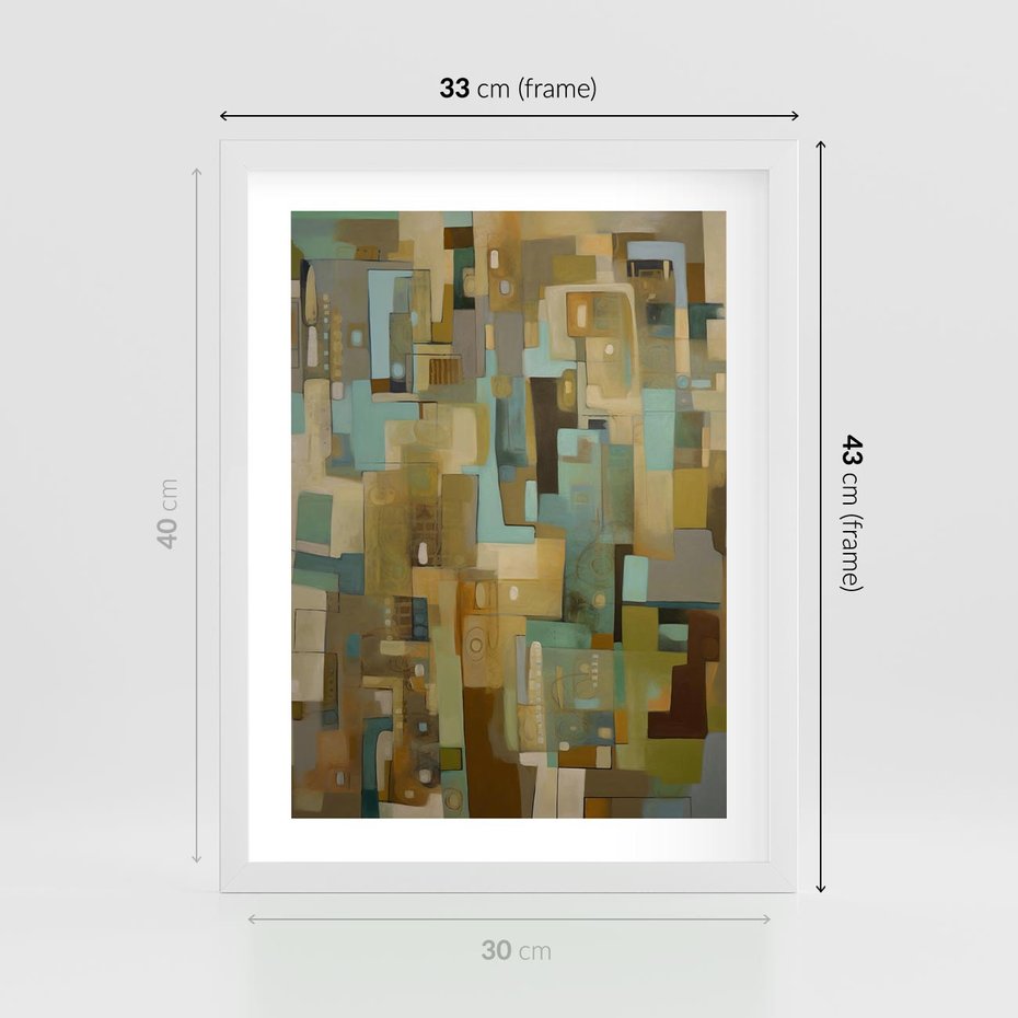 Plakat w ramie 30x40 - Kolorowe Wyobrażenia - abstrakcyjny obraz, mnogość kolorów - rama biała