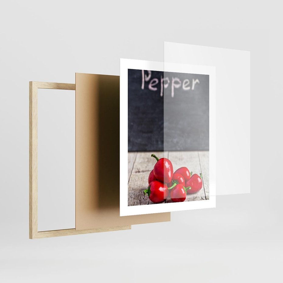 Plakat w ramie 40x50 - Eksploracja smaków - papryka, kuchnia - rama drewno