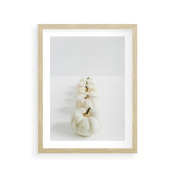 Plakat w ramie 40x50 - Białe Dynie - białe dynie, jesień - rama drewno