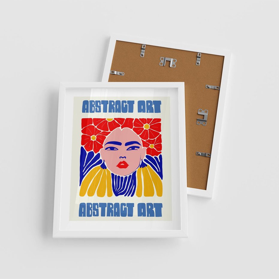 Plakat w ramie 40x50 - Przenikające Refleksje - sztuka abstrakcyjna, nowoczesny plakat - rama biała