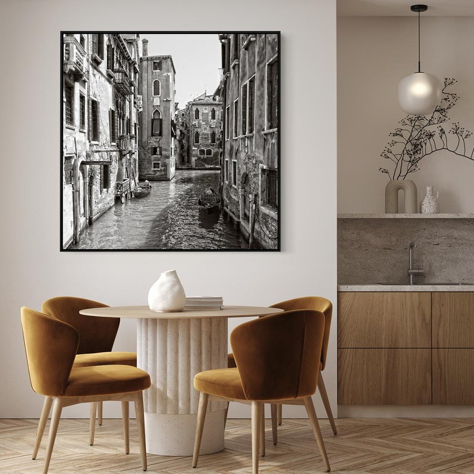 Obraz w ramie 50x50 - Zabłądzić w Wenecji - wenecja, kanały - rama czarna