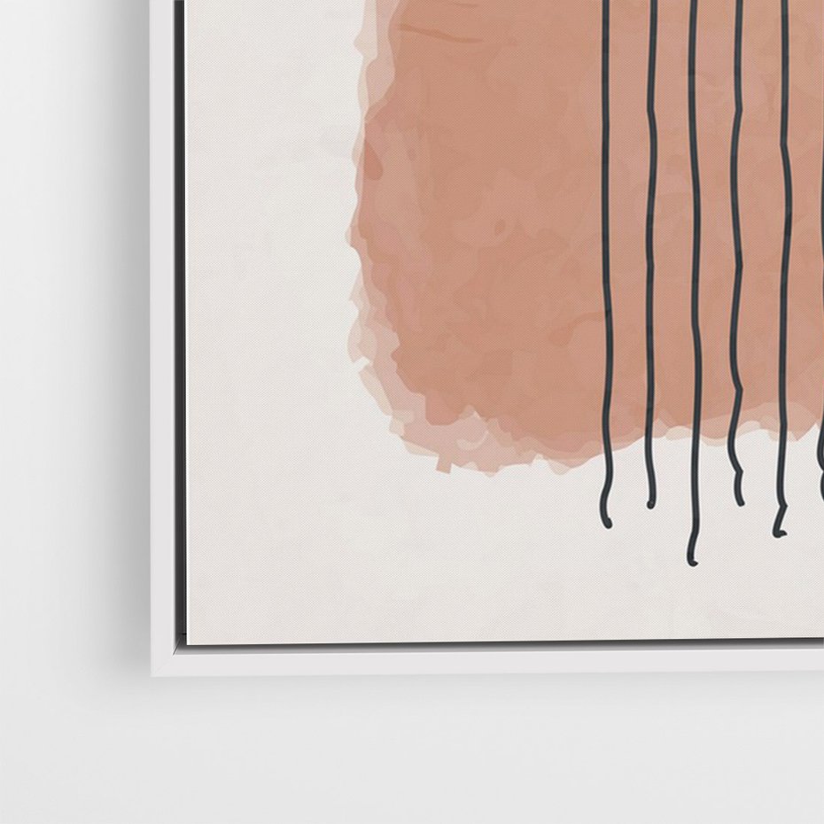 Obraz w ramie 70x100 - Rozmyte Widzenia - abstrakcyjna akwarelowa plama, nieregularne kreski - rama biała