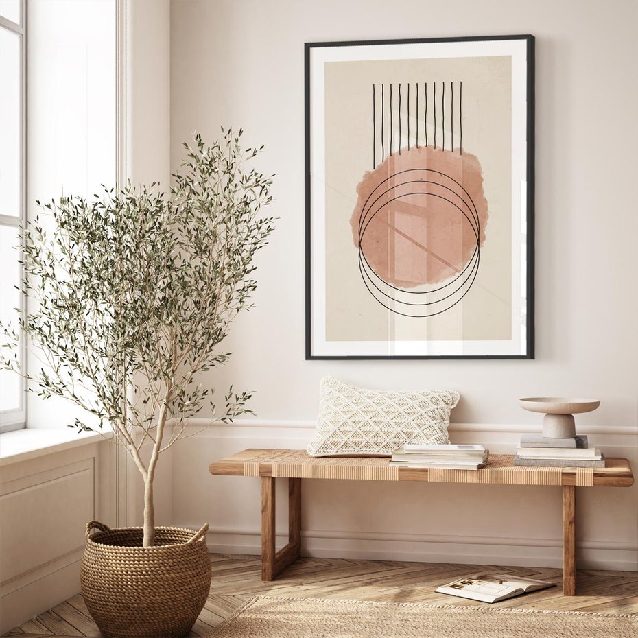 Plakat bez ramy 40x50 - Migotliwe Kontury - akwarelowa plama, geometryczne szkicowane kształty