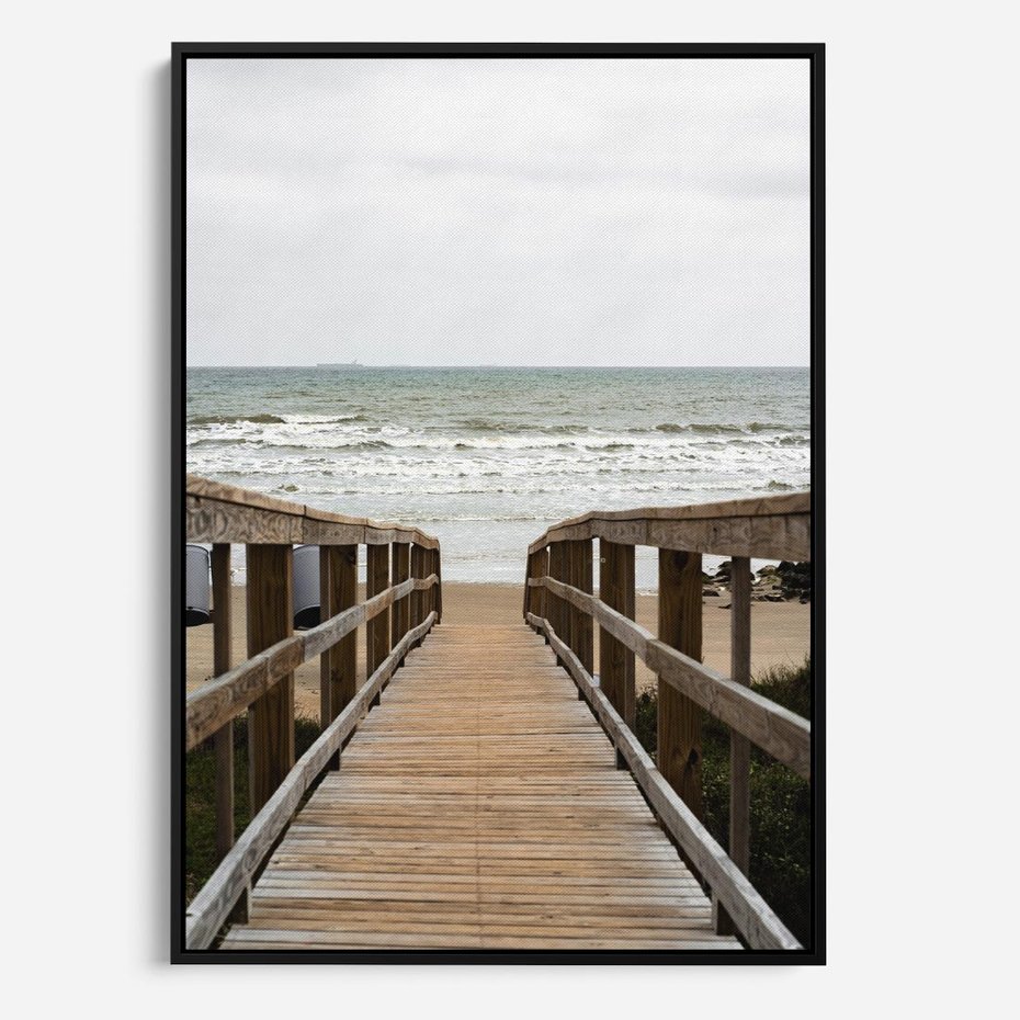 Obraz w ramie 50x70 - Morze i drewniany pomost - morze, pomost - rama czarna