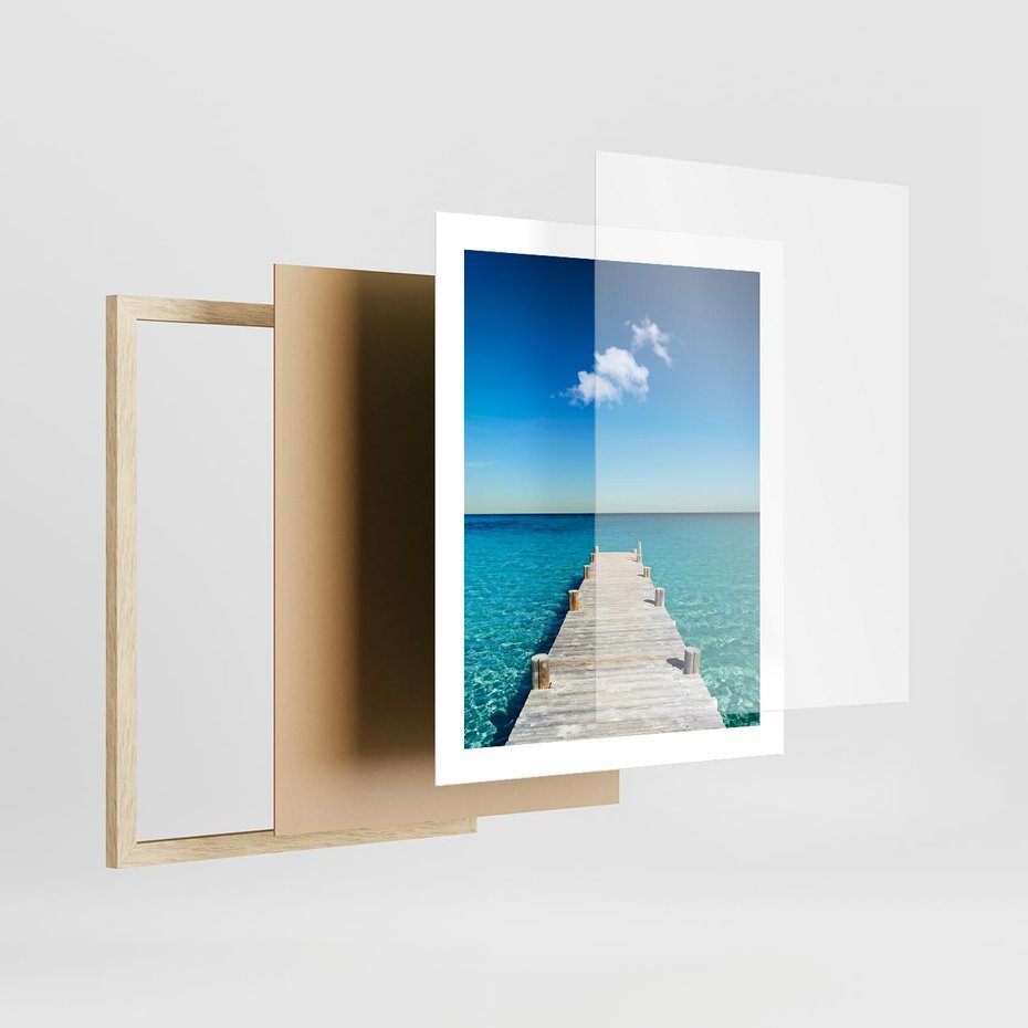 Plakat w ramie 40x50 - Letnie Morskie Uczucie - morze, pomost - rama drewno