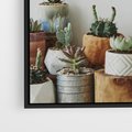 Obraz w ramie 50x70 - Naturalna Harmonia - kaktusy, liście - rama czarna
