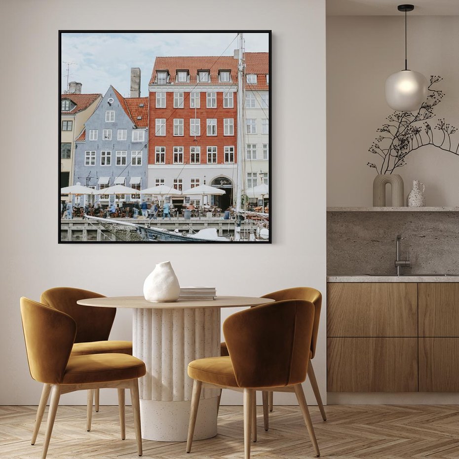 Obraz w ramie 50x50 - Miejska Dynamika - Dania, Kopehaga - rama czarna