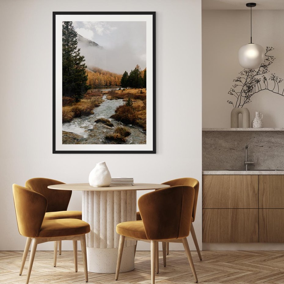 Plakat w ramie 30x40 - W Górskiej Dolinie - artystyczna fotografia, las - rama czarna