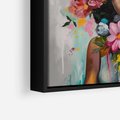 Obraz w ramie 50x50 - Z Głową w Kwiatach - obraz olejny, sztuka nowoczesna - rama czarna