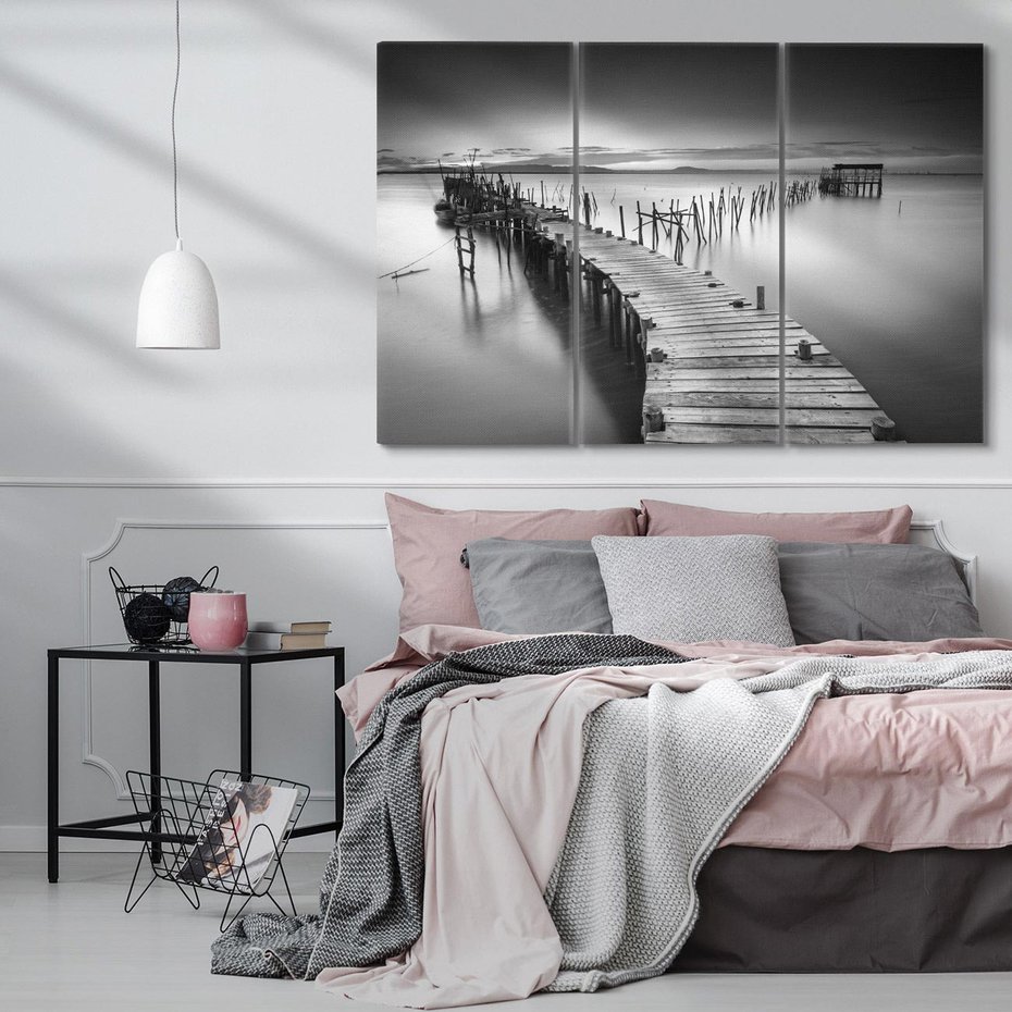 Obraz na płótnie 120x80 - Spokój natury - jezioro, molo