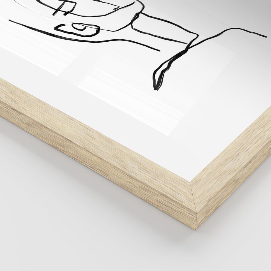 Plakat w ramie 50x70 - Migotliwe Widzenia - szkic twarzy, minimalistyczny niewyraźny - rama drewno