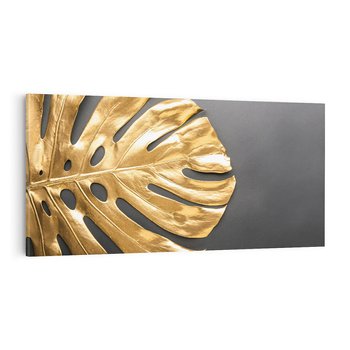 Obraz na płótnie 100x50 - Złoty Liść Monstera - złoty, liść
