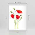Plakat w ramie 50x70 - Pola maków w pełnym kolorze - maki, kwiaty - rama biała