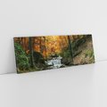 Obraz na płótnie 150x50 - Urok lasu: drzewa i strumyk w harmonii - las, drzewa