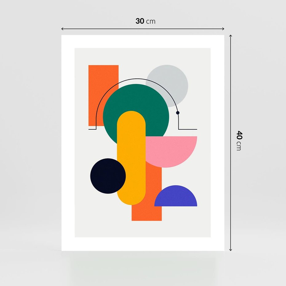 Plakat bez ramy 30x40 - Harmonijne Przenikanie Form - nowoczesna sztuka, geometryczna kolorowa grafika