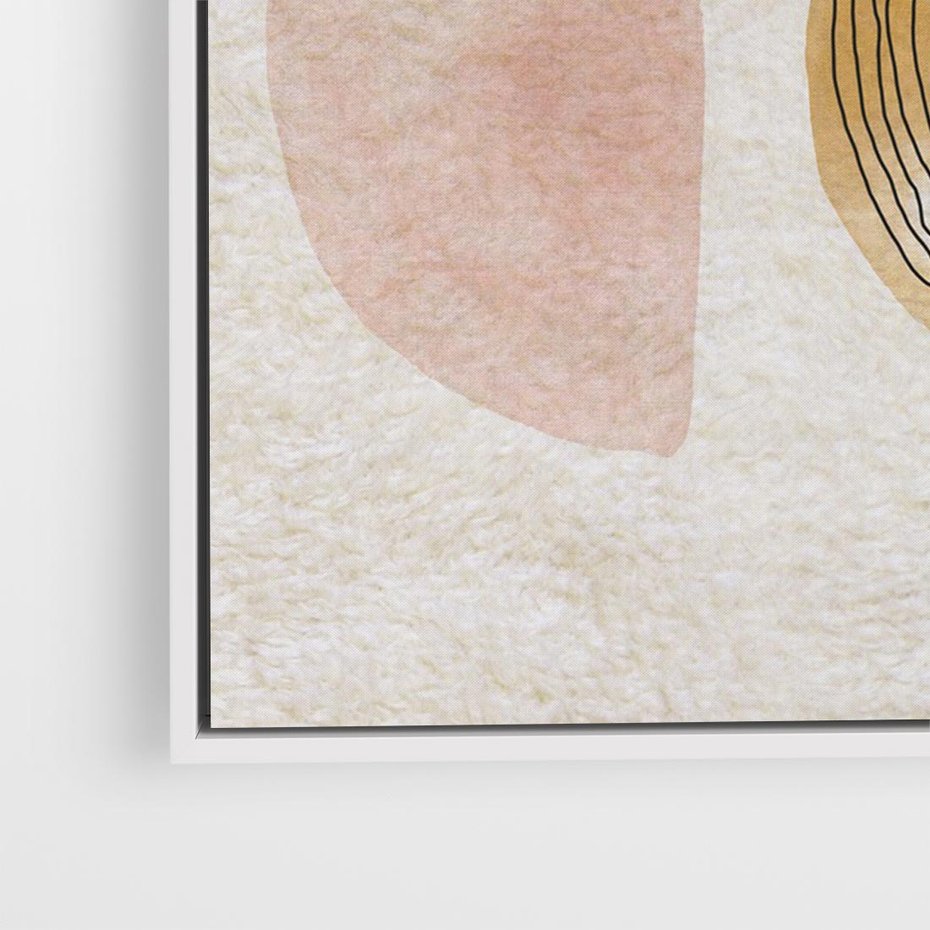 Obraz w ramie 120x80 - Zapisane w promieniach słońca - beżowe strukturalne tło, koła - rama biała