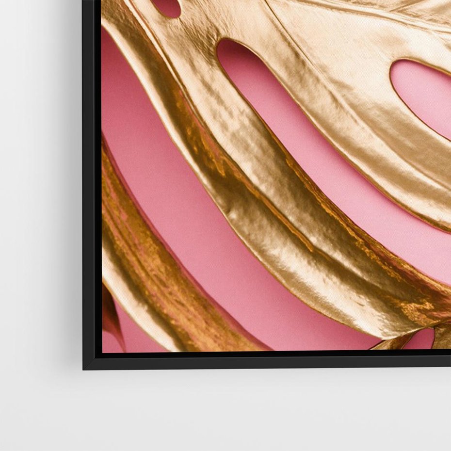 Obraz w ramie 70x50 - Przyjemność w Naturze - złote, liście - rama czarna