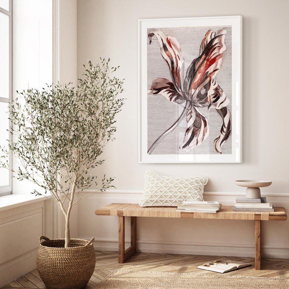 Plakat w ramie 50x70 - Graficzna Elegancja - nowoczesna sztuka, grafika - rama biała